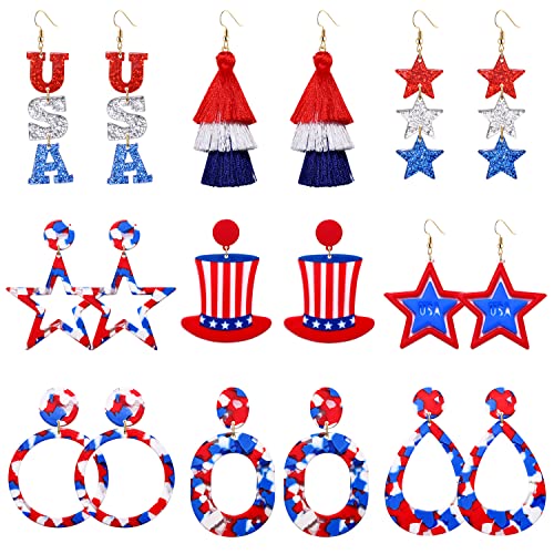 Patriotic Acrylic Earrings for Independence Day