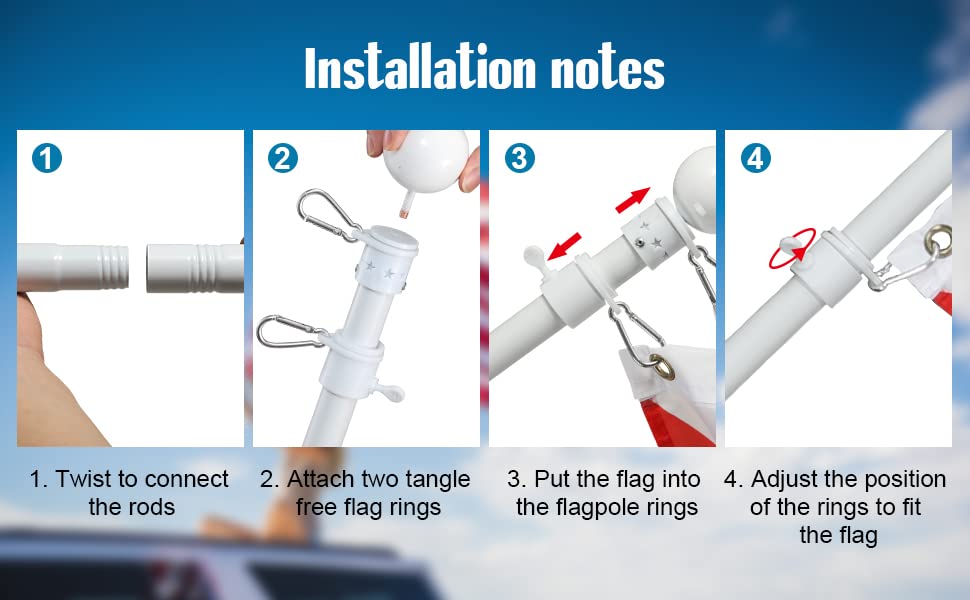 5ft Tangle-Free American Flagpole Kit