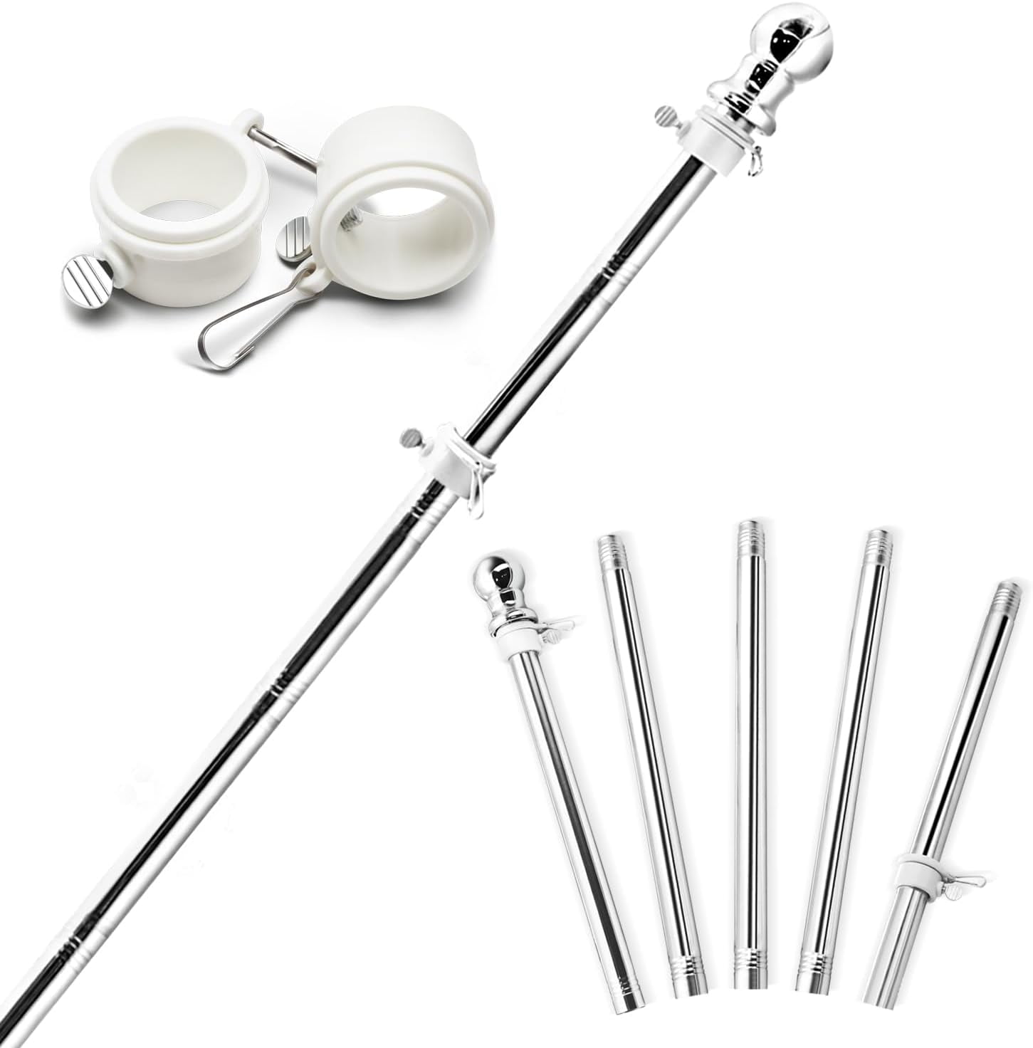 Adjustable Rustproof 6ft Flag Pole Set