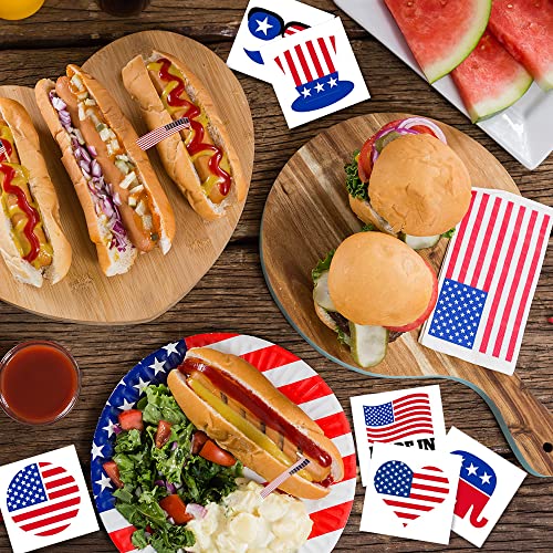 144 Patriotic Kids Temporary Tattoos for 4th of July