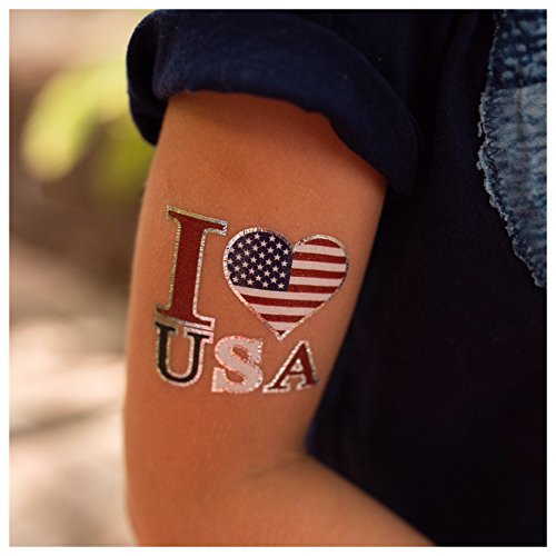 Metallic American Flag Temporary Tattoos