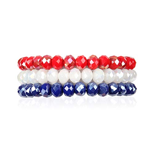 Multi-Layer USA Flag Bracelet with Shiny Beads