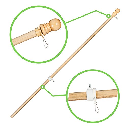 56" Solid Wood Flag Pole with Clips and Spinning Tube