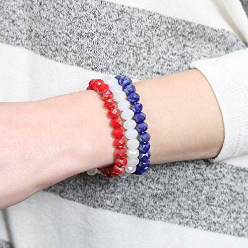 Multi-Layer USA Flag Bracelet with Shiny Beads