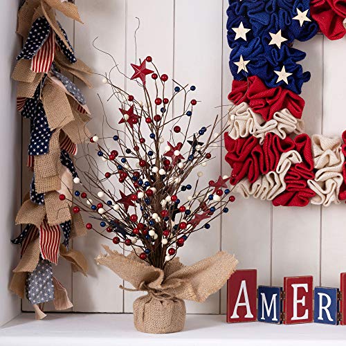 Patriotic Table Top Tree with Stars and Berries