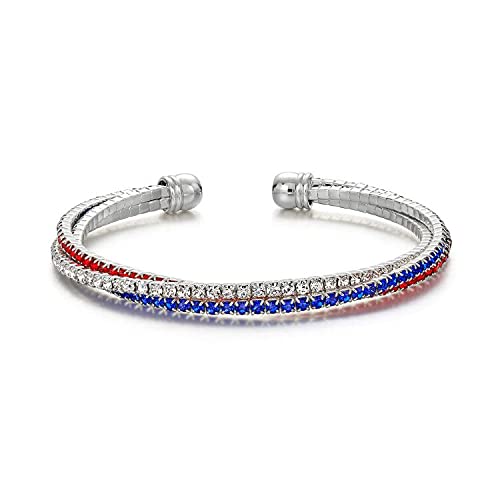 USA Flag Rhinestone Bracelet - 4th of July Gift