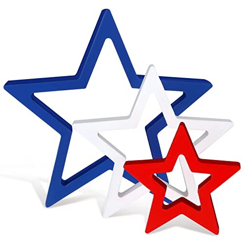Patriotic Wooden Star Set for 4th of July