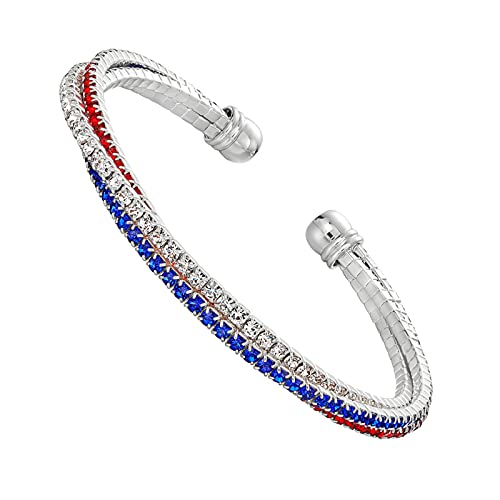 USA Flag Rhinestone Bracelet - 4th of July Gift