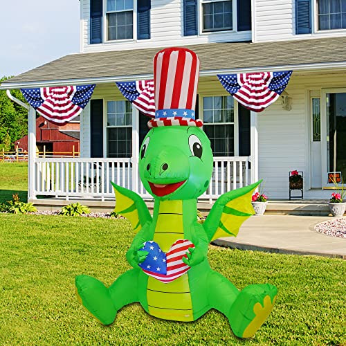 6ft Patriotic Dinosaur Inflatable with Wings