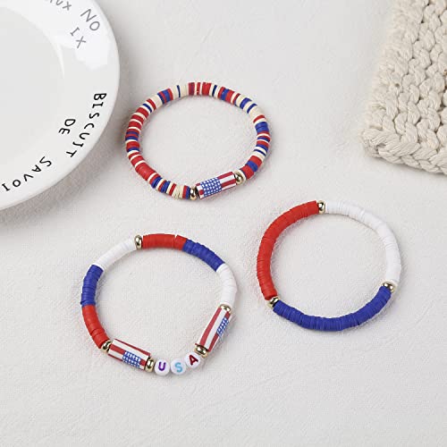 USA Flag Independence Day Bracelet Set