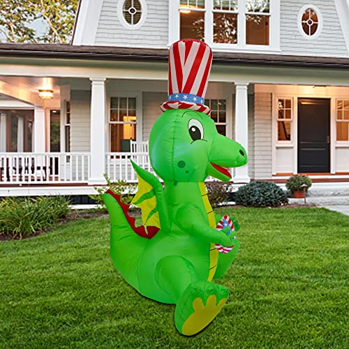 6ft Patriotic Dinosaur Inflatable with Wings