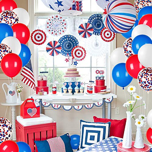 80Pcs Patriotic Balloons with Confetti