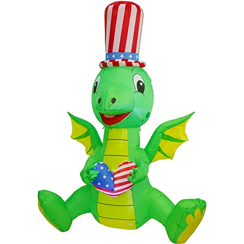 6ft Patriotic Dinosaur Inflatable with Wings