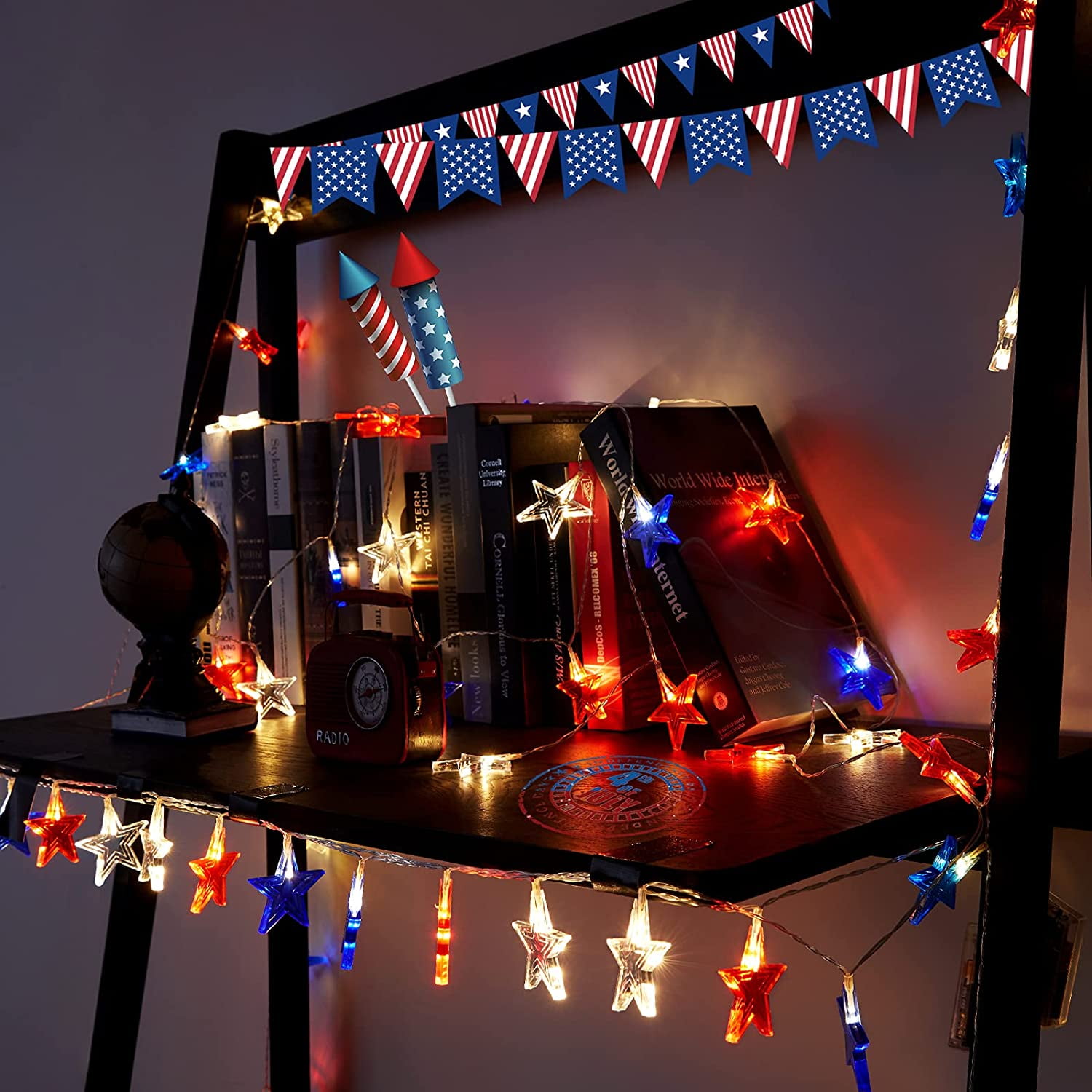 Red, White & Blue Starry String Lights