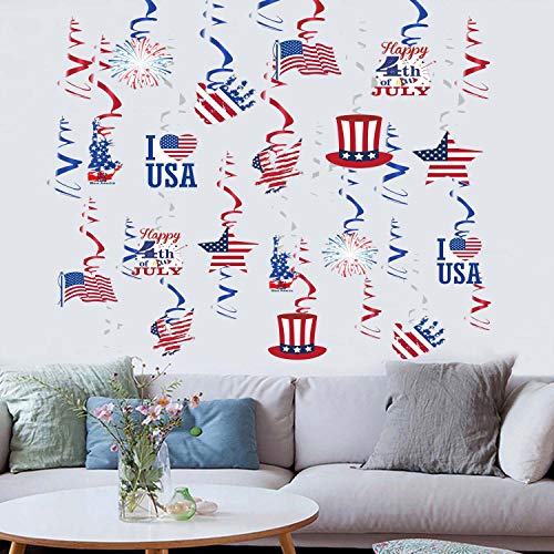 30 Shiny 4th of July Swirls Decorations