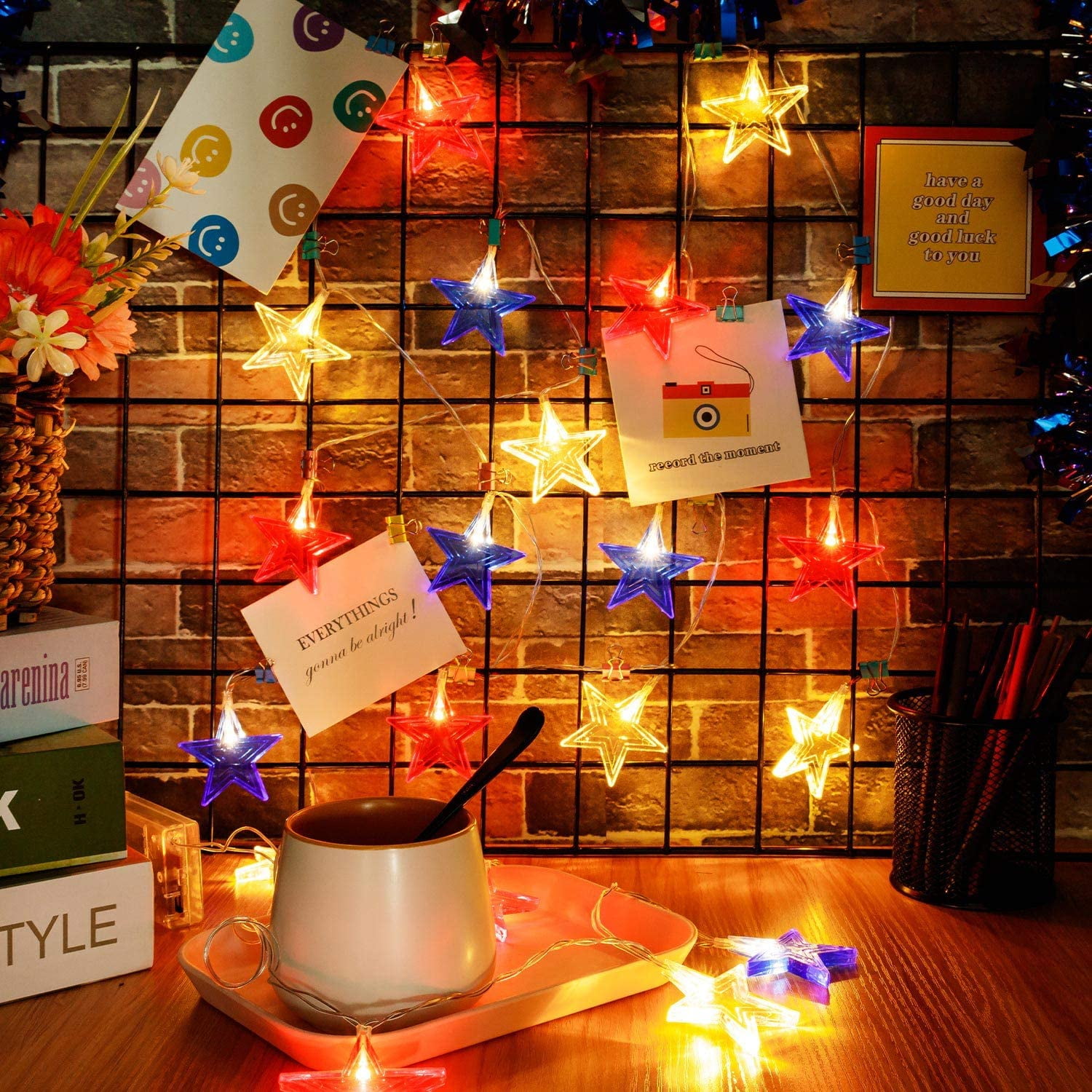 Red, White & Blue Starry String Lights