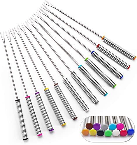 12 Color Coded Fondue Forks for Chocolate Fountains