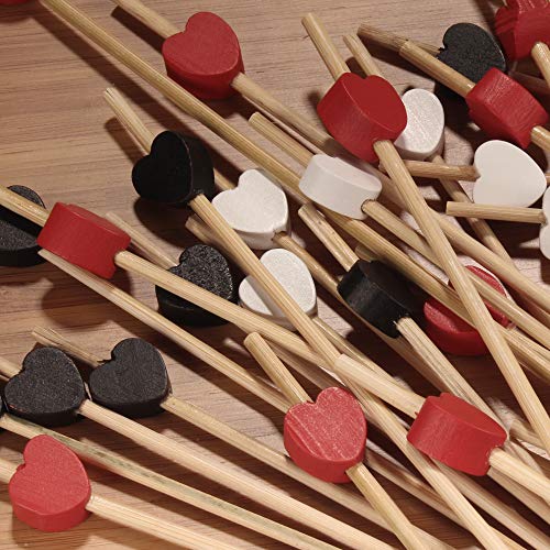 Heart-shaped Bamboo Fruit Skewers - 100 Pieces
