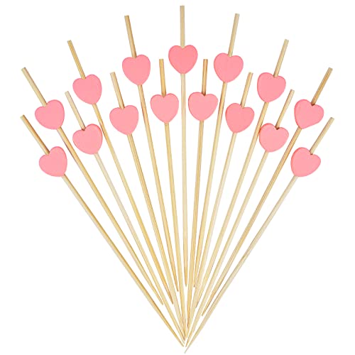 Pink Heart Bamboo Skewers - 100 Count