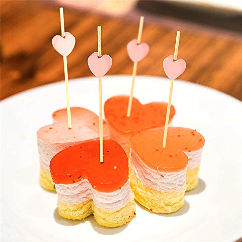 Pink Heart Bamboo Skewers - 100 Count