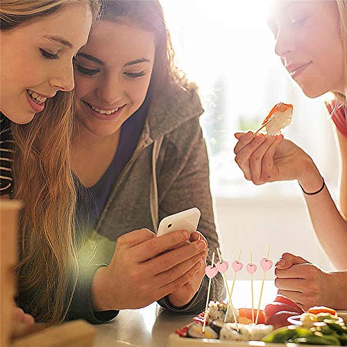 Pink Heart Bamboo Skewers - 100 Count