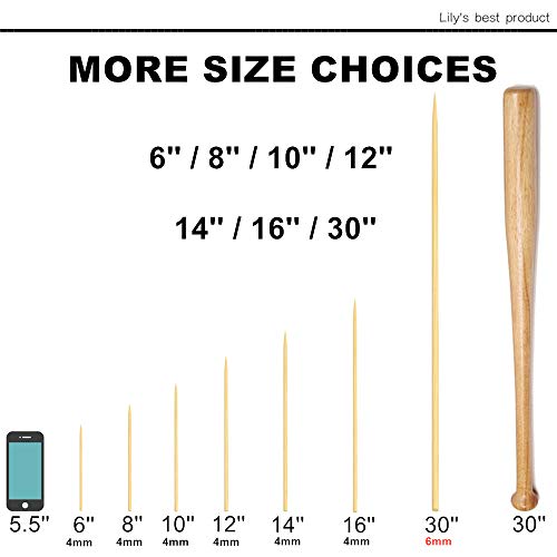 6" Bamboo Skewers for BBQ & Chocolate Fountain (100pcs)