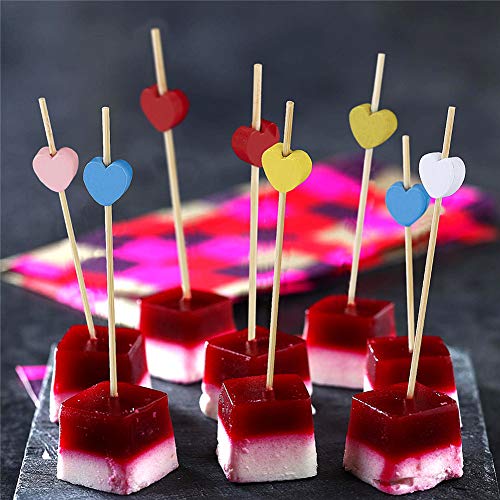 Pink Heart Bamboo Skewers - 100 Count