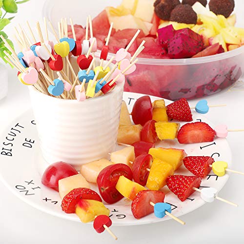 Pink Heart Bamboo Skewers - 100 Count