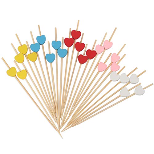 Pink Heart Bamboo Skewers - 100 Count