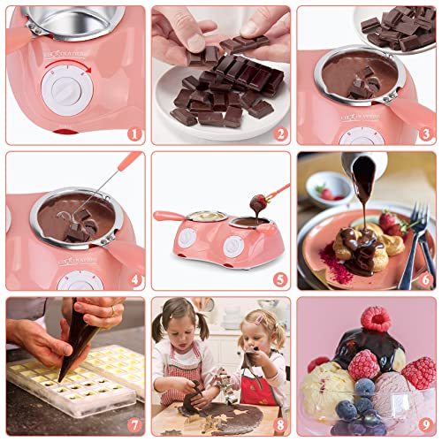 Electric Pink Chocolate Fondue Melting Pot - Double Pot