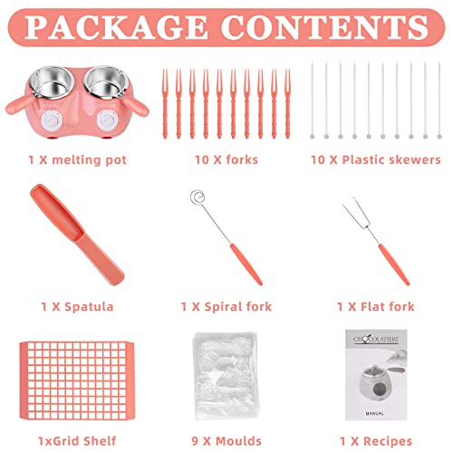 Electric Pink Chocolate Fondue Melting Pot - Double Pot