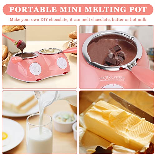 Electric Pink Chocolate Fondue Melting Pot - Double Pot