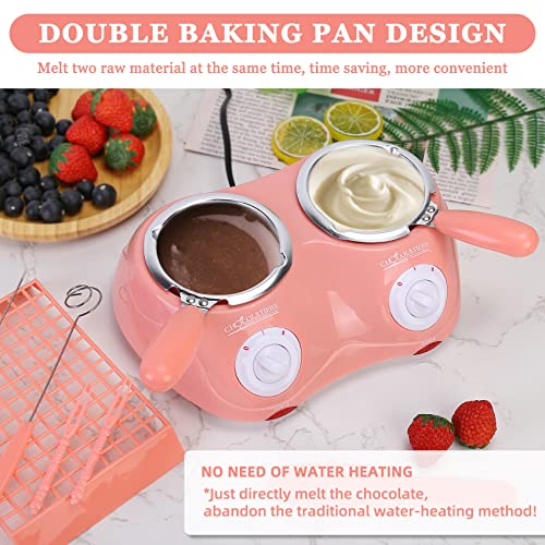 Electric Pink Chocolate Fondue Melting Pot - Double Pot