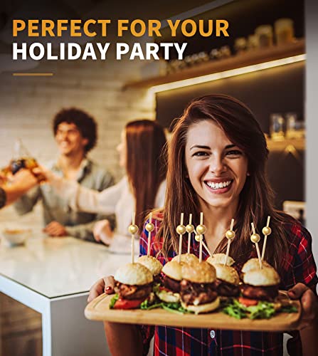 Gold Pearl Bamboo Cocktail Skewers for Appetizers (200PCS)