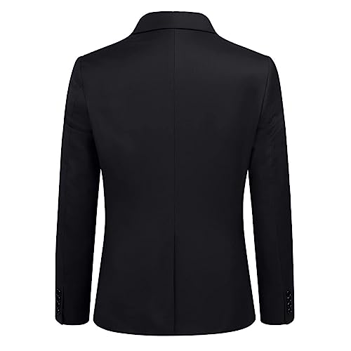 Mens Suits 3 Piece Slim Fit Wedding Formal Tuxedo One Button Close Blazers Jacket Waistcoat Trousers Black S
