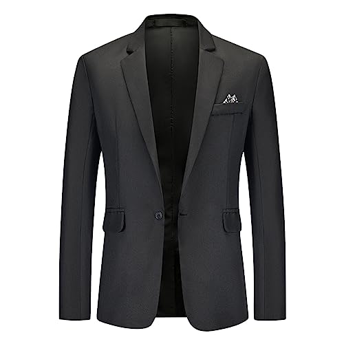 AMhomely Jacket Men Blazer Jackets Sale Clearance Smart Casual Solid Casual Suit Jacket Single Breasted Slim Fit Suit Long Sleeve Casual Outwear & Jackets Office Work Sale Clearance Black XL