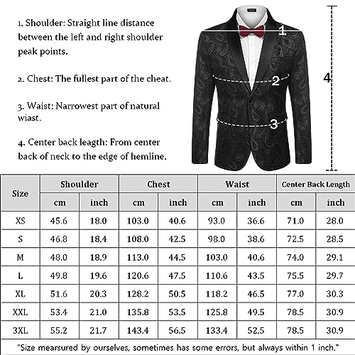 COOFANDY Mens Fashion Suit Paisley Jackets Slim Fit Blazer One Button Tuxedo Jacket Retro Dinner Smart Coat Laple Wine L