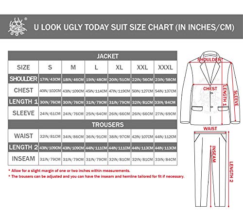YOU LOOK UGLY TODAY Mens Party Suit Solid Color Jacket Costume Leisure Suit for Holiday Party with Tie & Pants (Black L)