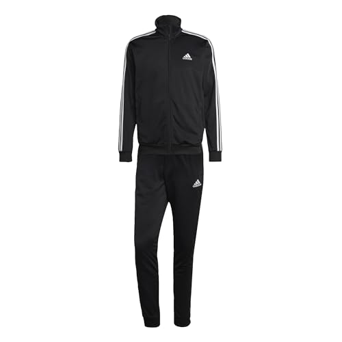 adidas Men's 3 Stripes Tracksuit, Black, L