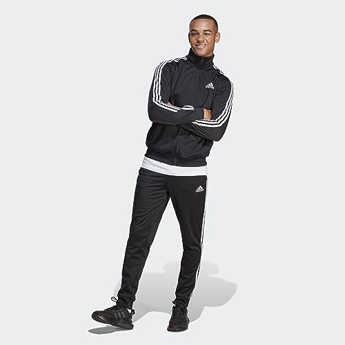 adidas Men's 3 Stripes Tracksuit, Black, L