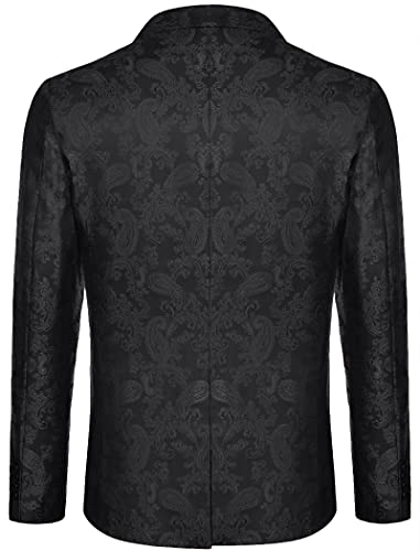 COOFANDY Men's Floral Tuxedo Dinner Jacket Regular Fit Shawl Lapel Paisley Prom Party Suit Jackets