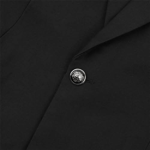 YOUTHUP Men's Slim Fit 3 Piece Suit Business Wedding Tuxedo Peak Lapel Blazer Waistcoat Pants and Pocket Square Black, L