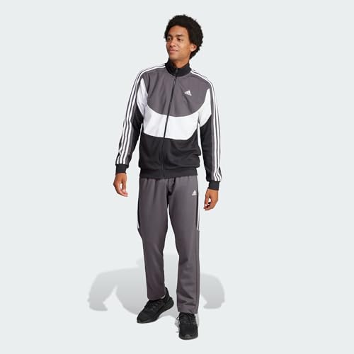 adidas Men's Colorblock Tracksuit, black/white/grey six, L