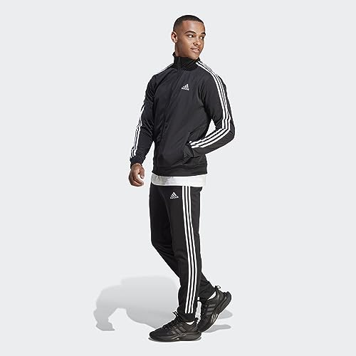adidas Men's 3 Stripes Tracksuit, Black, L