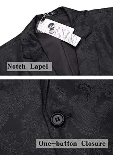 COOFANDY Men's Floral Tuxedo Dinner Jacket Regular Fit Shawl Lapel Paisley Prom Party Suit Jackets