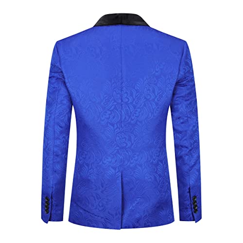 Allthemen Men's Suits 3 Piece Prom Wedding Tuxedo Suit for Men Shawl Lapel One Button Blazer Waistcoat Trousers Blue XL