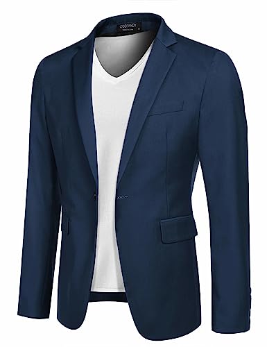 COOFANDY Mens Suits Regular Sport Coat Casual Jackets 2 Side Pockets and 1 Chest Pocket Formal Suit Jacket Business Blazer Slim Fit Blue XL
