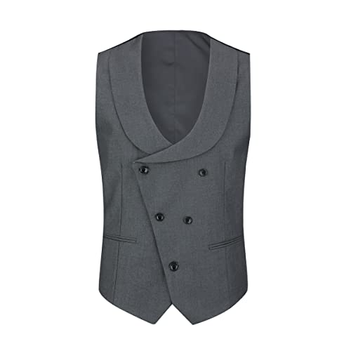 Sliktaa Mens 3 Pieces Suit One Button Slim Fit Formal Wedding Dinner Suit Blazer Waistcoat and Trousers Multicolour, Grey, L