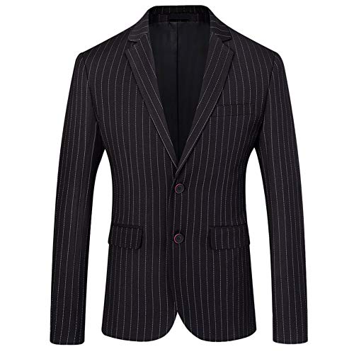 Mens 3 Piece Suit Slim Fit Pinstripe Formal Suits Notch Lapel Dress Blazer Waistcoat Trousers Black