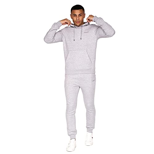 Crosshatch - Mens Everyday Essential 'CHELMERE' Hoody & Jogger Set (Grey Marl, L)